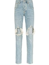 Purple Brand Destroy Knee Slim Fit Jeans In Blue