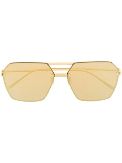 Bottega Veneta Geometric Pilot-frame Sunglasses In Gold