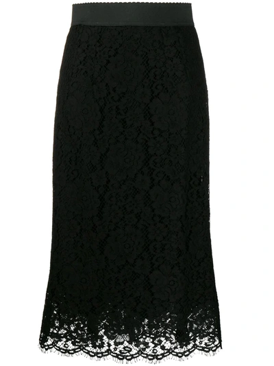 DOLCE & GABBANA FLORAL-LACE MIDI SKIRT