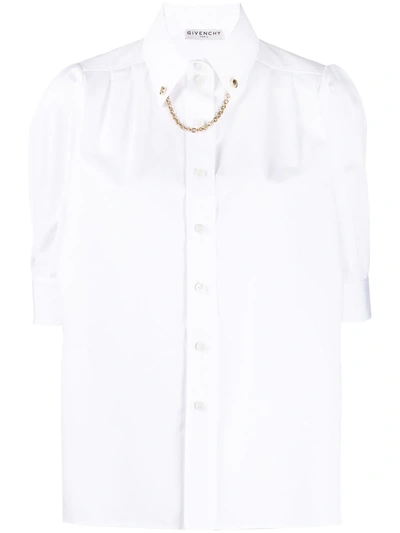 Givenchy Puff-sleeve Chain-collar Shirt In White