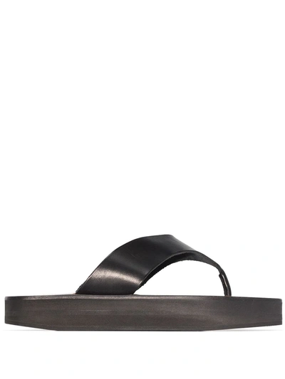 Atp Atelier Melitto 25 Black Leather Flatform Sandals