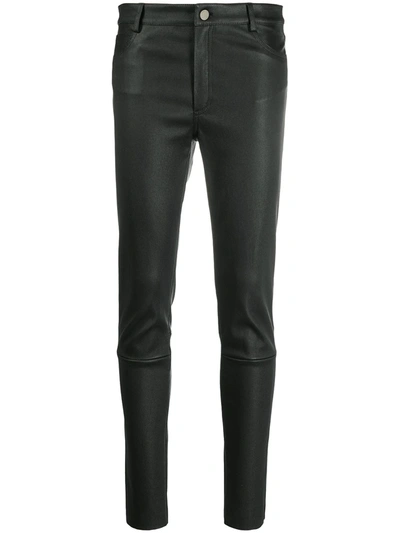 Drome High-waisted Flared Leather Trousers In Nero