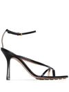 Bottega Veneta Multi Strap Stretch High-heel Sandals In Brown