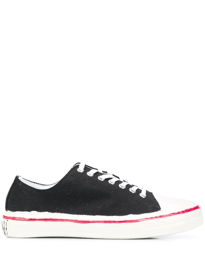 Marni Panelled Painted-logo Sneakers In Black