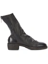 Guidi Cracked-effect Mid-calf Boots In Black