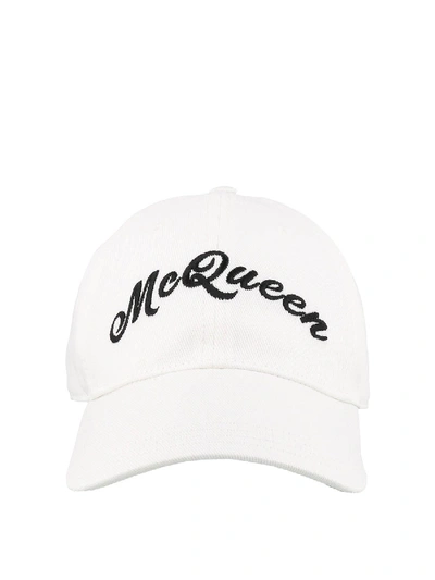 Alexander Mcqueen Logo Embroidered Baseball Hat In Ivory/black