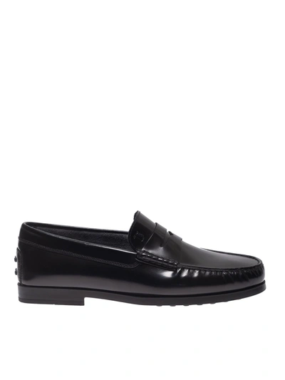 Tod's Loafers In Leather In Black