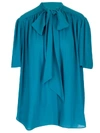 BALENCIAGA BALENCIAGA PLEATED NECK TIE BLOUSE