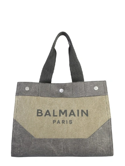 Balmain Logo-print Canvas Holdall In Green