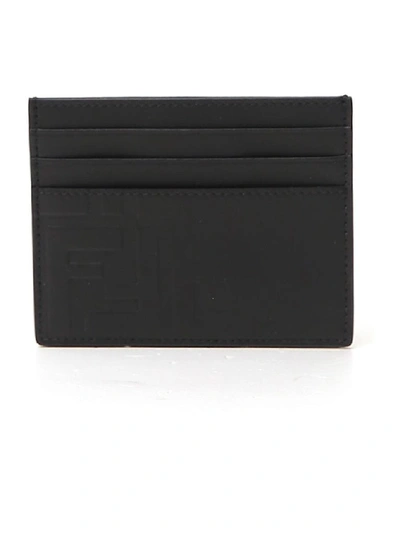 Fendi Logo-embossed Leather Cardholder In Black