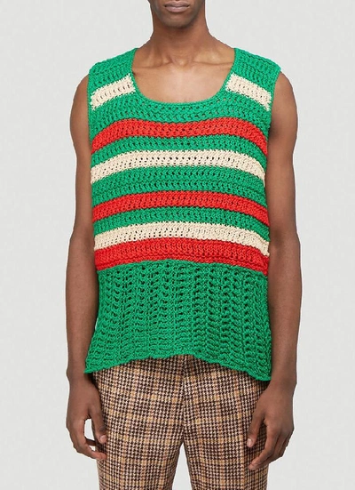 Gucci Knitted Vest Top In Green In Multi
