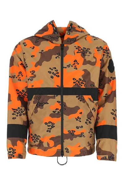 Moncler Mens Adour Camouflage Print Nylon Jacket, Brand Size 2 (medium) In Orange