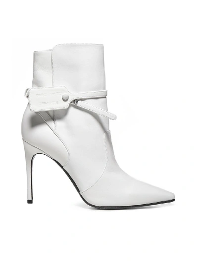 Off-white Zip Tie Pointed Toe Bootie In White