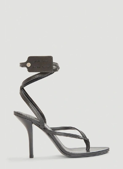 Off-white Zip Tag Detail Strappy Heather Sandals In Black