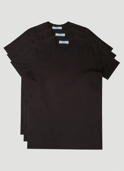 Prada 3 Pack T-shirt In Black