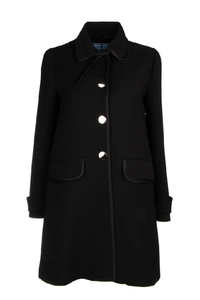 Prada Single Breasted Coat In Black