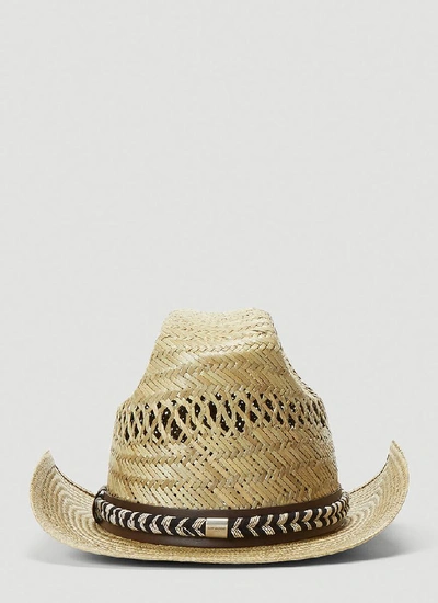 Saint Laurent Straw Cowboy Hat In Beige