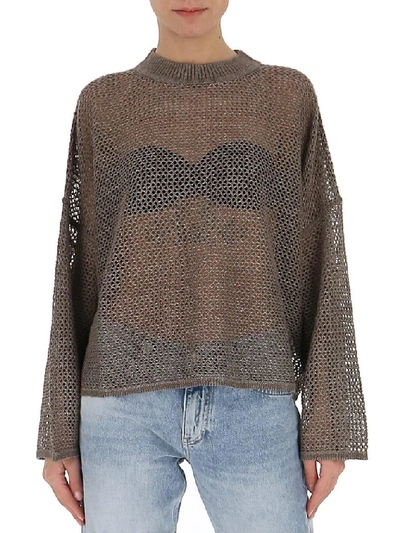 See By Chloé Crochet Logo Sweater In Brown