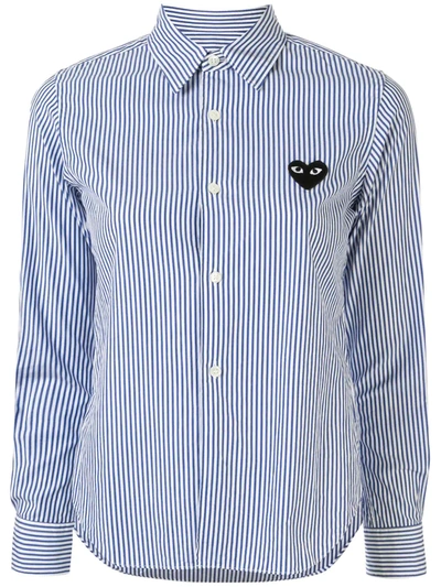 Comme Des Garçons Play Striped-print Branded Shirt In Blue