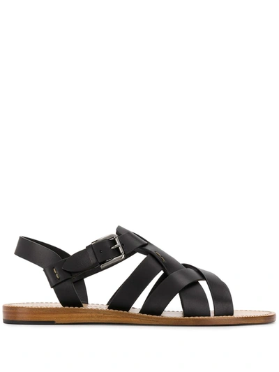 Dolce & Gabbana Cross-strap Leather Sandals In Black
