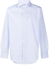 Canali Striped Spread-collar Shirt In Blue