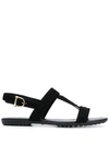 Tod's Low Heel Slingback Sandals In Black