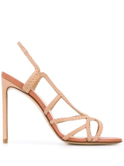 Francesco Russo Braided 110mm Open-toe Sandals In Pink