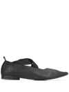 Uma Wang Crossover-straps Pointed Ballerina Shoes In Black