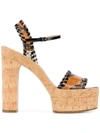 CASADEI EMBOSSED CHUNKY-HEEL SANDALS