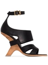 Alexander Mcqueen No.13 105 Wedge Leather Sandals In Black