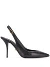 Dolce & Gabbana Tiger-print Leather Slingback Pumps In Black