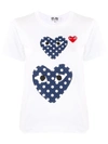 Comme Des Garçons Play Double Polka Dot Heart Patch T-shirt In White