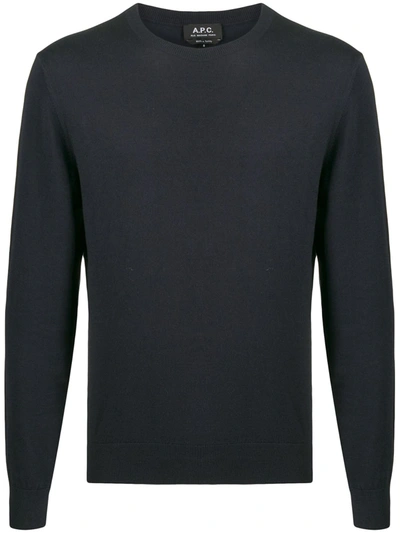 Apc Pull Julien Solid Crewneck Sweater In Noir