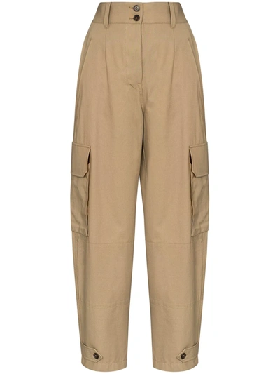 Dolce & Gabbana Panama Cotton Cargo Trousers In Brown