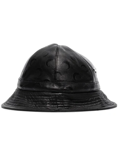 Marine Serre Moon Bucket Hat In Black Leather