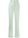 Hebe Studio Mid-rise Straight Leg Trousers In Green