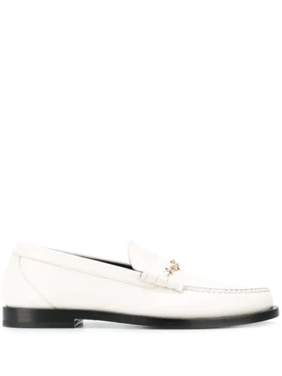 Jimmy Choo Mocca Star Chain Loafers In White