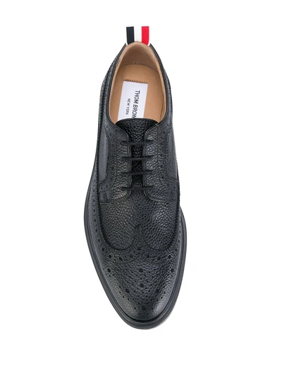 Thom Browne Black Double Welt Longwing Brogues In Black