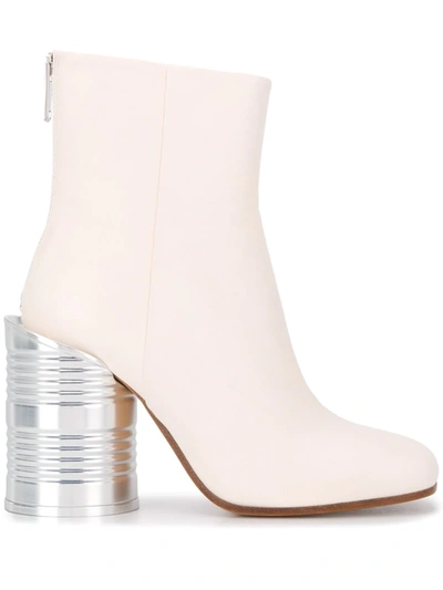 Mm6 Maison Margiela Tin Can Heel Ankle Boot In White
