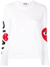 Comme Des Garçons Play Comme Des Garcons Play White And Red Logo Single Heart Long Sleeve T-shirt In White