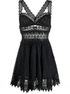 Charo Ruiz 'marilyn' Black Dress With Crossed Straps And Lace Details In Black
