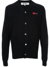 Comme Des Garçons Play Dual Signature Logo Patch Wool Cardigan In Blue