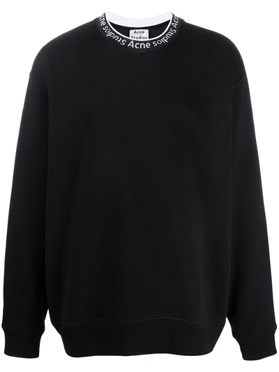 Acne Studios Black Jacquard Logo Sweatshirt In Logo Crewneck Sweatshirt