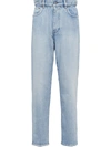 Miu Miu Light Blue Jeans With Ruffled Waist In Blue