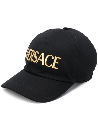 Versace Embroidered-logo Detail Baseball Cap In Nero