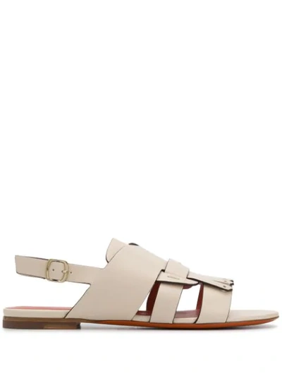 Santoni Sandals In White With Fringes