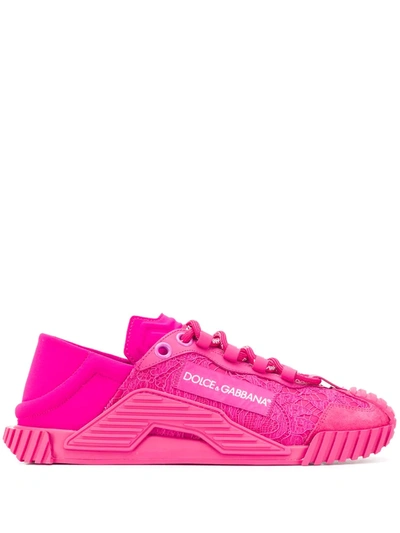 Dolce & Gabbana Slip On Ns1 In A Mix Of Materials In Fuchsia,pink