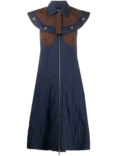 Moncler 1952 斗篷细节中长连衣裙 In Blue