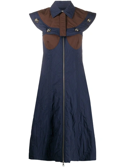 Moncler 2  Genius 1952 Cape Detail Midi Dress In Blue