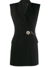 DAVID KOMA BUTTON-EMBELLISHED BLAZER DRESS